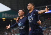Arsenal face £20m valuation gap to sign their top target LEEDS, ENGLAND: Gabriel Jesus of Manchester City celebrates with teammate Phil Foden after scoring their side's third goal during the Premier League match between Leeds United and Manchester City at Elland Road on April 30, 2022. (Photo by Michael Regan/Getty Images)