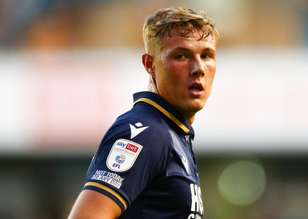 LONDON, ENGLAND: Daniel Ballard of Millwall looks on during the Carabao Cup Second Round match between Millwall and Cambridge United at The Den on August 24, 2021. (Photo by Jacques Feeney/Getty Images)