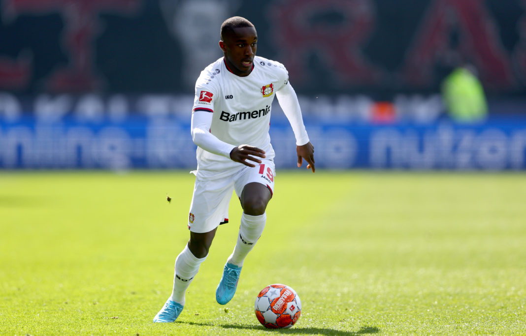 BOCHUM, GERMANY: Moussa Diaby of Leverkusen runs with the ball during the Bundesliga match between VfL Bochum and Bayer 04 Leverkusen at Vonovia Ruhrstadion on April 10, 2022. (Photo by Lars Baron/Getty Images)