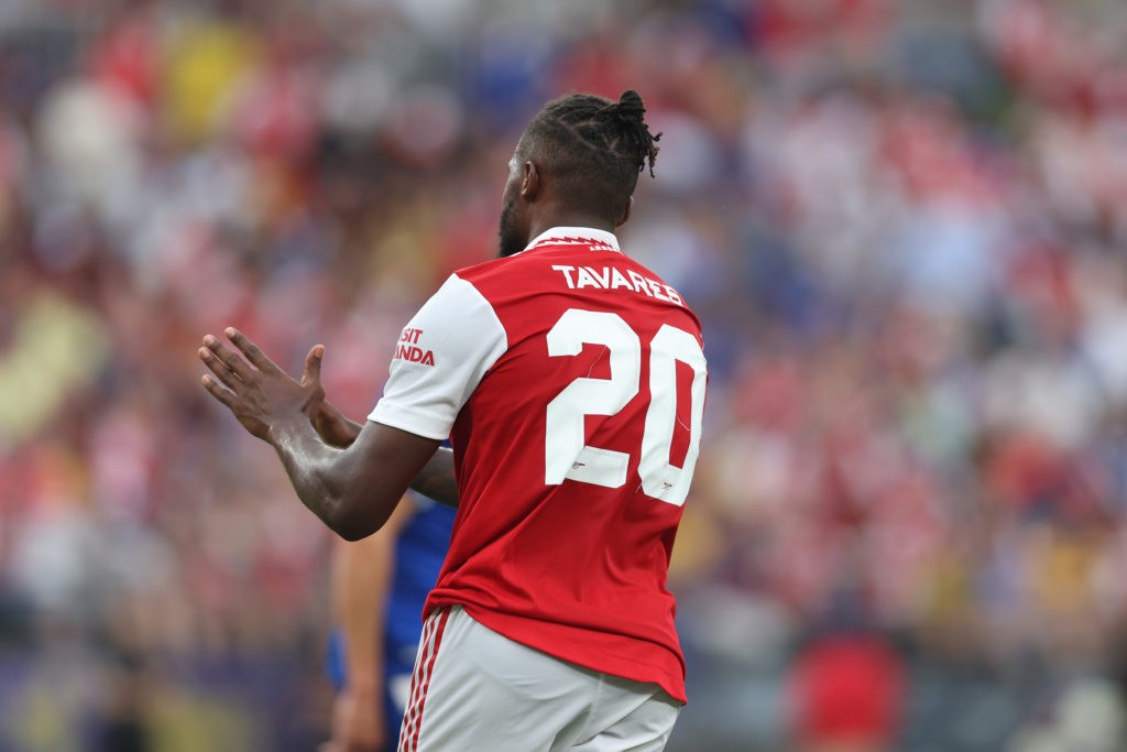 BALTIMORE, MARYLAND - JULY 16: Nuno Tavares #20 of Arsenal in action during a preseason friendly against the Evertonat M&T Bank Stadium on July 16, 2022 in Baltimore, Maryland. (Photo by Rob Carr/Getty Images)