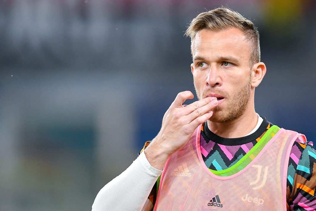 GENOA, ITALY - MAY 6: Arthur Melo of Juventus looks on during his warm-up session prior to kick-off in the Serie A match between Genoa CFC and Juventus at Stadio Luigi Ferraris on April 30, 2022 in Genoa, Italy. (Photo by Getty Images)