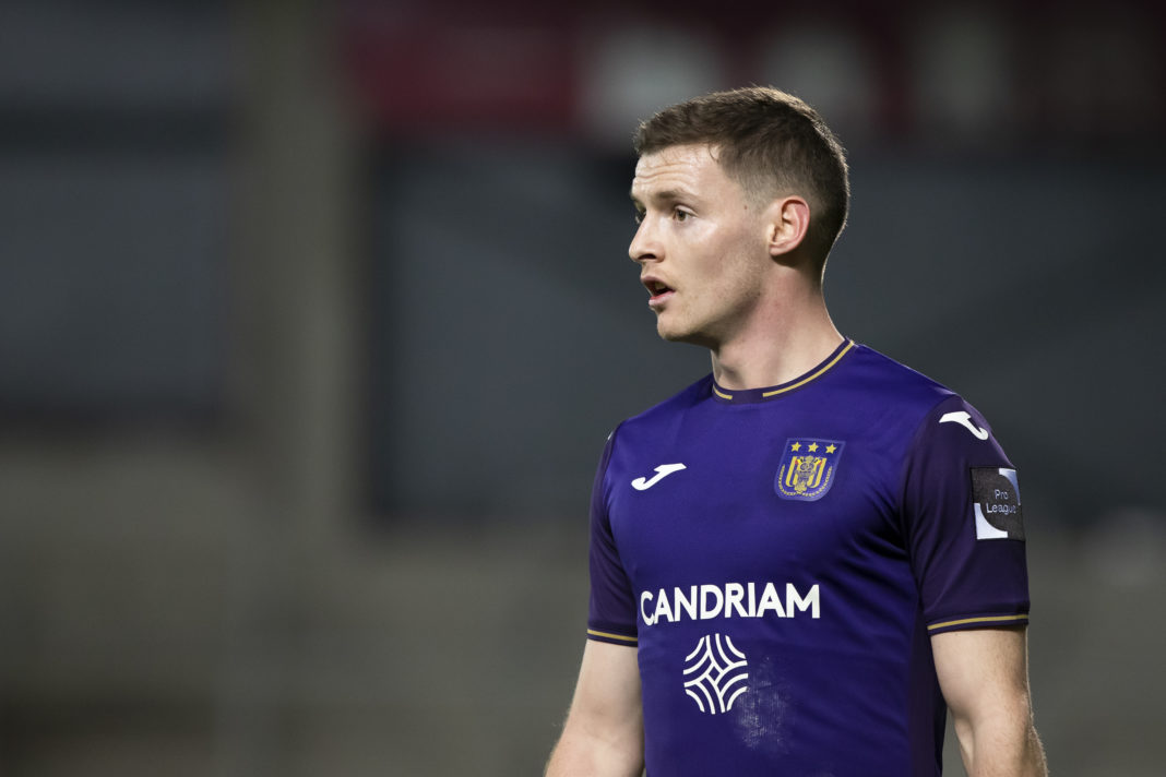 Anderlecht's Sergio Gomez pictured during a soccer match between KV Mechelen and RSC Anderlecht, Sunday 23 January 2022 in Mechelen, on day 23 of the 2021-2022 'Jupiler Pro League' first division of the Belgian championship. (Photo by KRISTOF VAN ACCOM/BELGA MAG/AFP via Getty Images)
