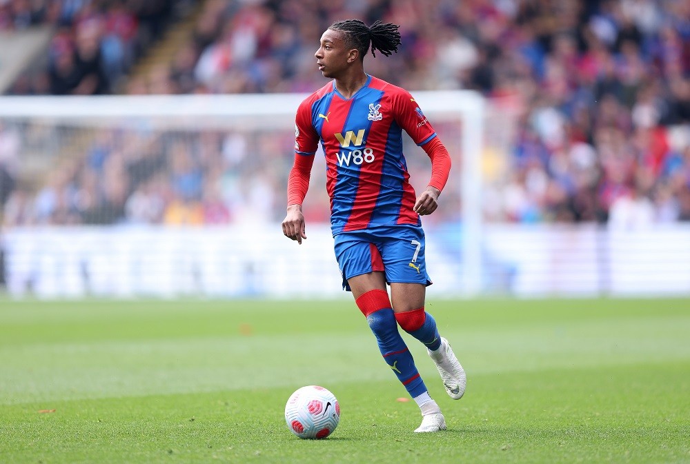 LONDON, ENGLAND: Michael Olise of Crystal Palace controls the ball during the Premier League match between Crystal Palace and Watford at Selhurst Park on May 07, 2022. (Photo by Warren Little/Getty Images)