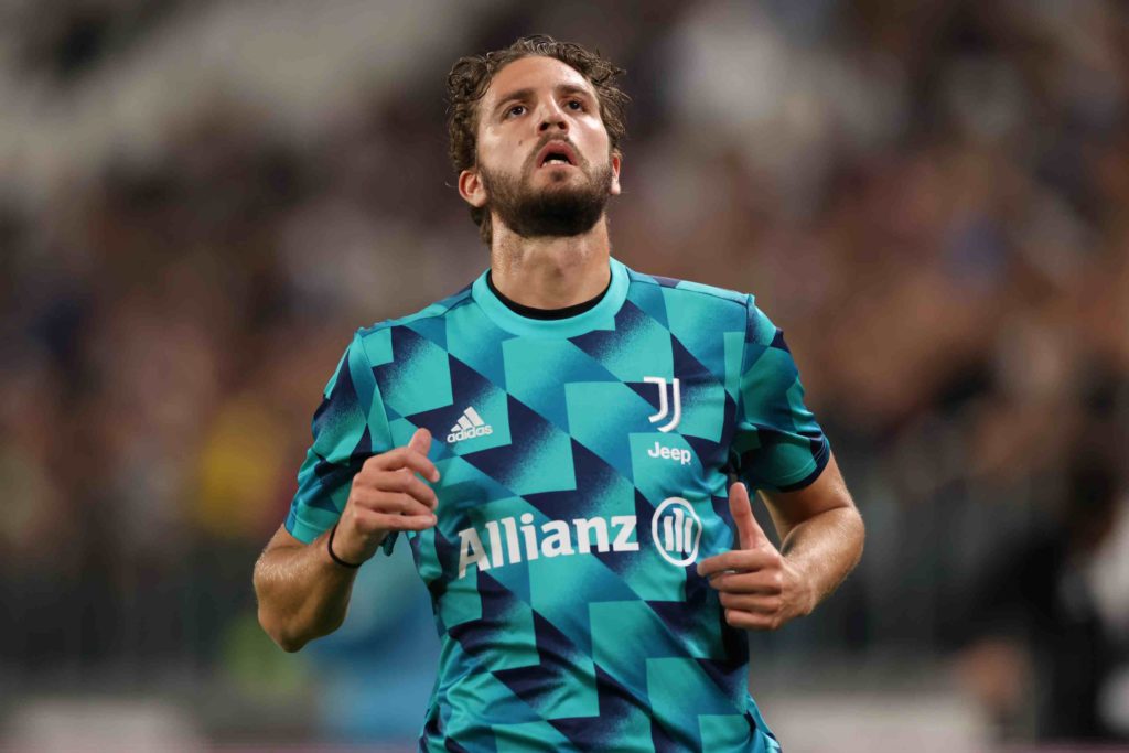TURIN, ITALY - OCTOBER 02: Manuel Locatelli of Juventus during the warm up prior to the Serie A match between Juventus and Bologna FC at Allianz Stadium on October 02, 2022 in Turin, Italy. (Photo by Jonathan Moscrop/Getty Images)