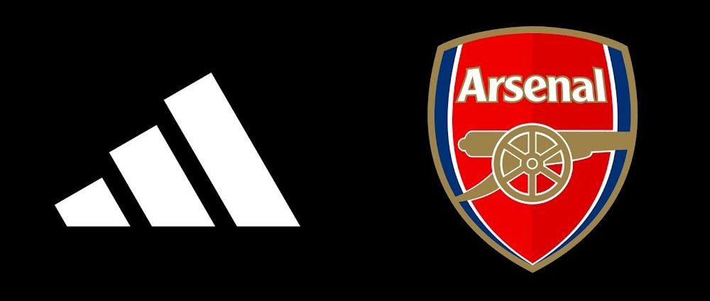 The Adidas logo and the Arsenal logo via FootyHeadlines.com
