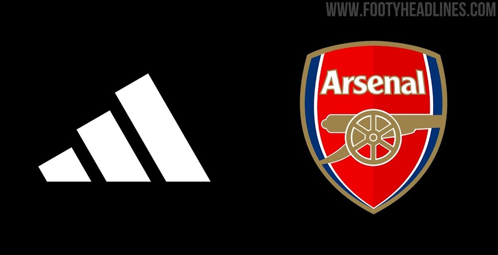 The Adidas logo and the Arsenal logo via FootyHeadlines.com