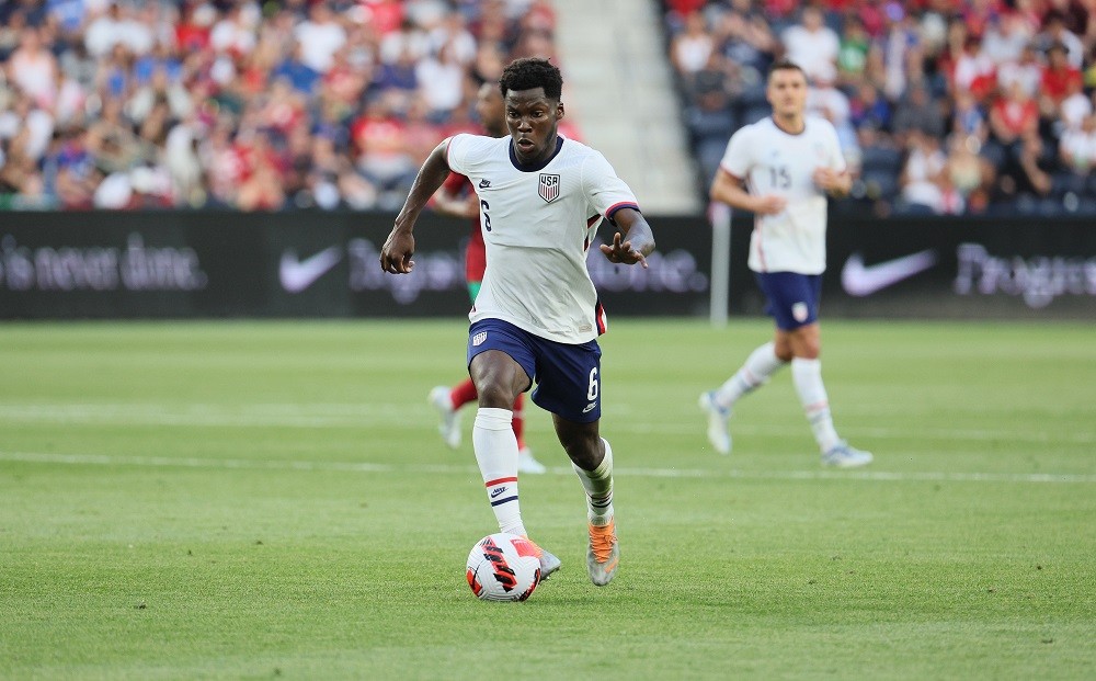 CINCINNATI, OHIO: Yunus Musah of the United States against Morocco at TQL Stadium on June 01, 2022. (Photo by Andy Lyons/Getty Images)