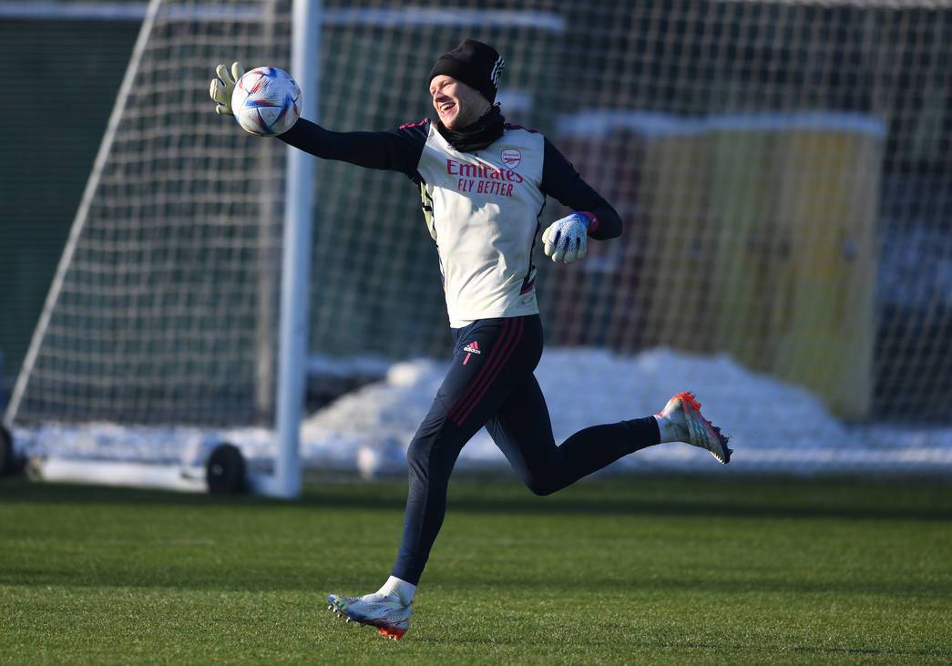 Aaron Ramsdale in training with Arsenal (Photo via Arsenal.com)
