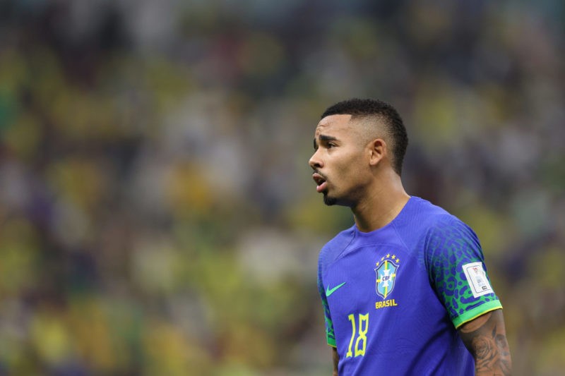 LUSAIL CITY, QATAR - DECEMBER 02: Gabriel Jesus of Brazil in action during the FIFA World Cup Qatar 2022 Group G match between Cameroon and Brazil at Lusail Stadium on December 02, 2022 in Lusail City, Qatar. (Photo by Richard Heathcote/Getty Images)