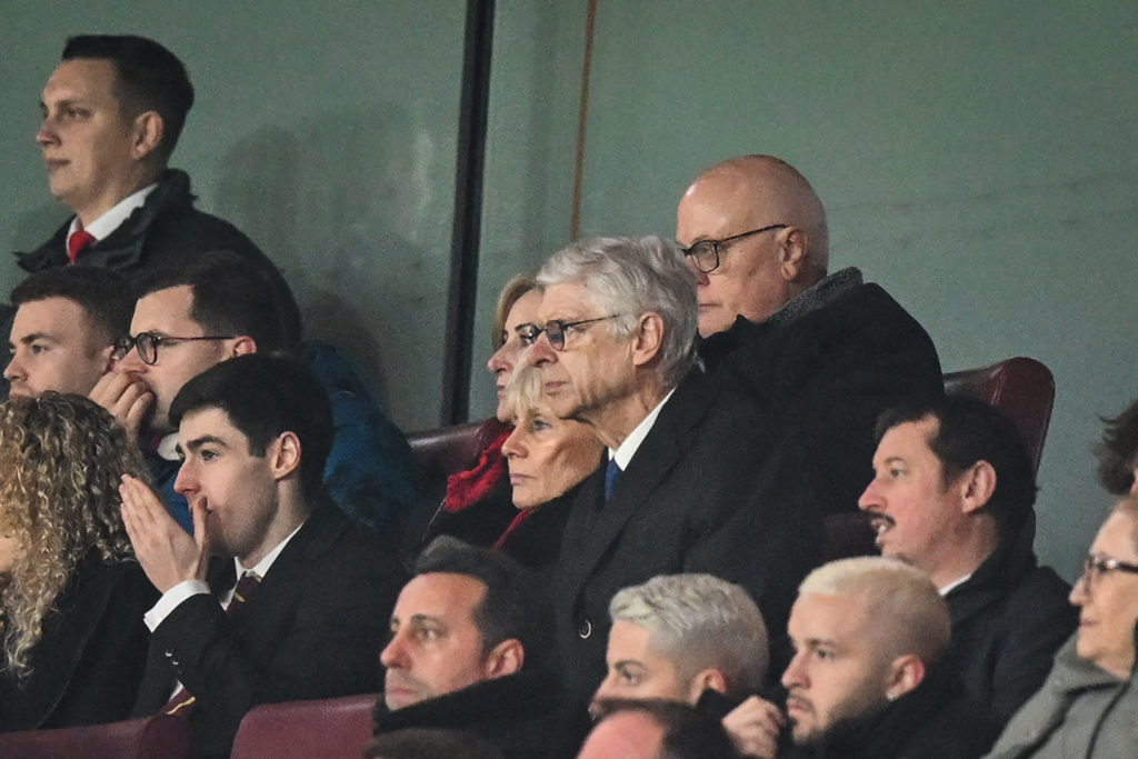 Former Arsenal's French head coach Arsene Wenger watches the English Premier League football match between Arsenal and West Ham United at the Emirates Stadium in London on December 26, 2022. (Photo by GLYN KIRK/AFP via Getty Images)