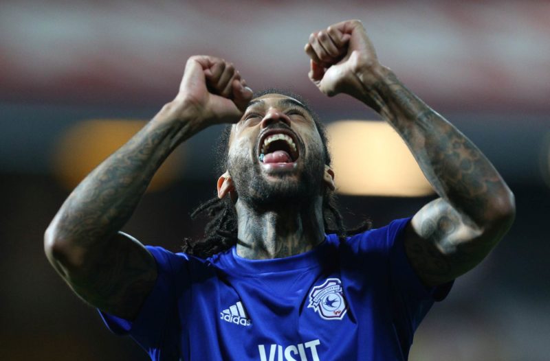 BRENTFORD, ENGLAND - MARCH 13: Armand Traore of Cardiff City celebrates victory after the Sky Bet Championship match between Brentford and Cardiff City at Griffin Park on March 13, 2018 in Brentford, England. (Photo by James Chance/Getty Images)