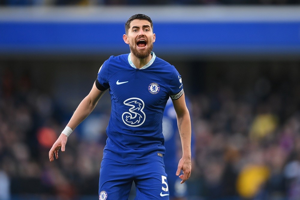 LONDON, ENGLAND: Jorginho of Chelsea shouts instructions during the Premier League match between Chelsea FC and Crystal Palace at Stamford Bridge on January 15, 2023. (Photo by Mike Hewitt/Getty Images)