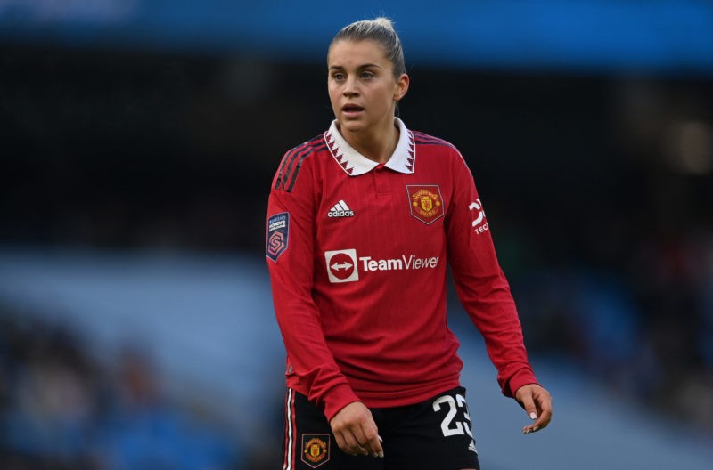 MANCHESTER, ENGLAND - DECEMBER 11: Alessia Russo of Manchester United during the FA Women's Super League match between Manchester City and Manchester United at Etihad Stadium on December 11, 2022 in Manchester, England. (Photo by Gareth Copley/Getty Images)