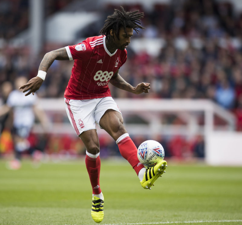 NOTTINGHAM, ENGLAND - AUGUST 19: Armand Traoré of Nottingham Forest during the Sky Bet Championship match between Nottingham Forest and Middlesbrough at City Ground on August 19, 2017 in Nottingham, England. (Photo by Mark Robinson/Getty Images)