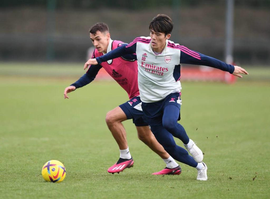 Jakub Kiwior and Takehiro Tomiyasu (Photo via Arsenal.com)