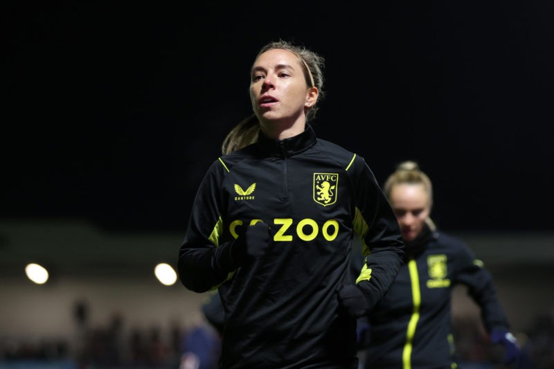 BOREHAMWOOD, ENGLAND - JANUARY 26: Jordan Nobbs of Aston Villa warms up prior to the FA Women's Continental Tyres League Cup Quarter Final match between Arsenal and Aston Villa at Meadow Park on January 26, 2023 in Borehamwood, England. (Photo by Catherine Ivill/Getty Images)