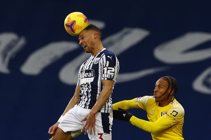 West Bromwich Albion's English defender Kieran Gibbs (L) vies with Fulham's Jamaican striker Bobby Decordova-Reid during the English Premier League football match between West Bromwich Albion and Fulham at The Hawthorns stadium in West Bromwich, central England, on January 30, 2021. (Photo by JASON CAIRNDUFF/POOL/AFP via Getty Images)