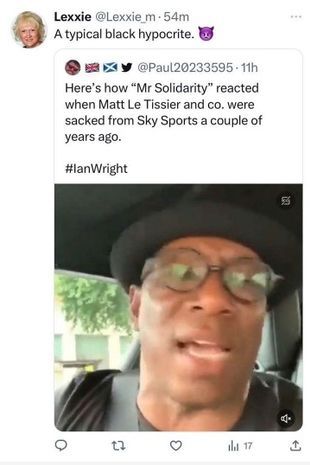 Racist tweet from Alexis McEvoy about Ian Wright