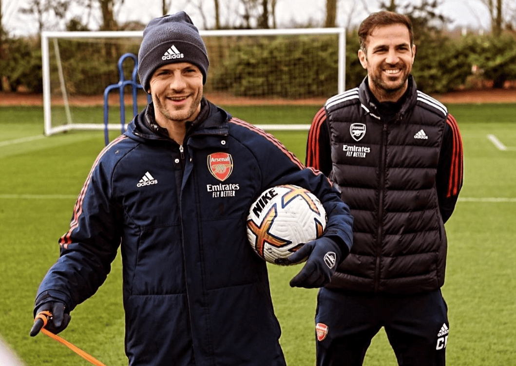 Cesc Fabregas back at Arsenal with Jack Wilshere (Photo via Wilshere's Instagram story)