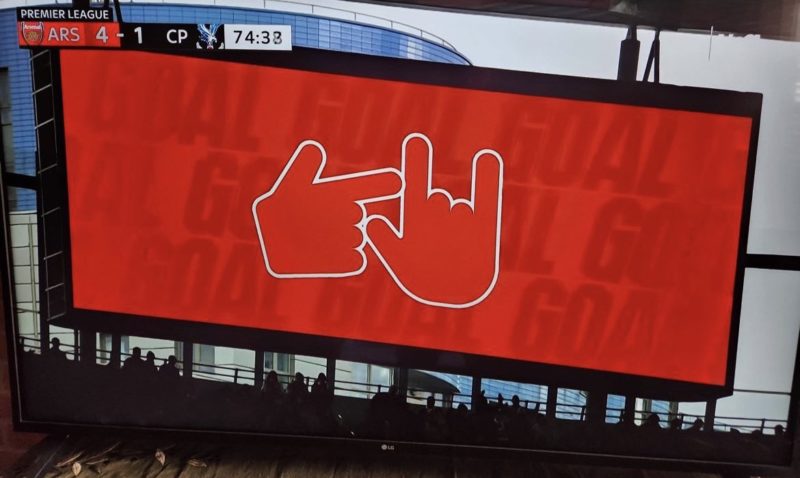 British sign language on the big screen at Arsenal