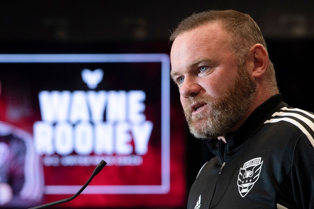 Wayne Rooney speaks during a press conference where he was announced as the new Head Coach of Major League Soccer's DC United at Audi Field in Washington, DC, on July 12, 2022. (Photo by ROBERTO SCHMIDT/AFP via Getty Images)