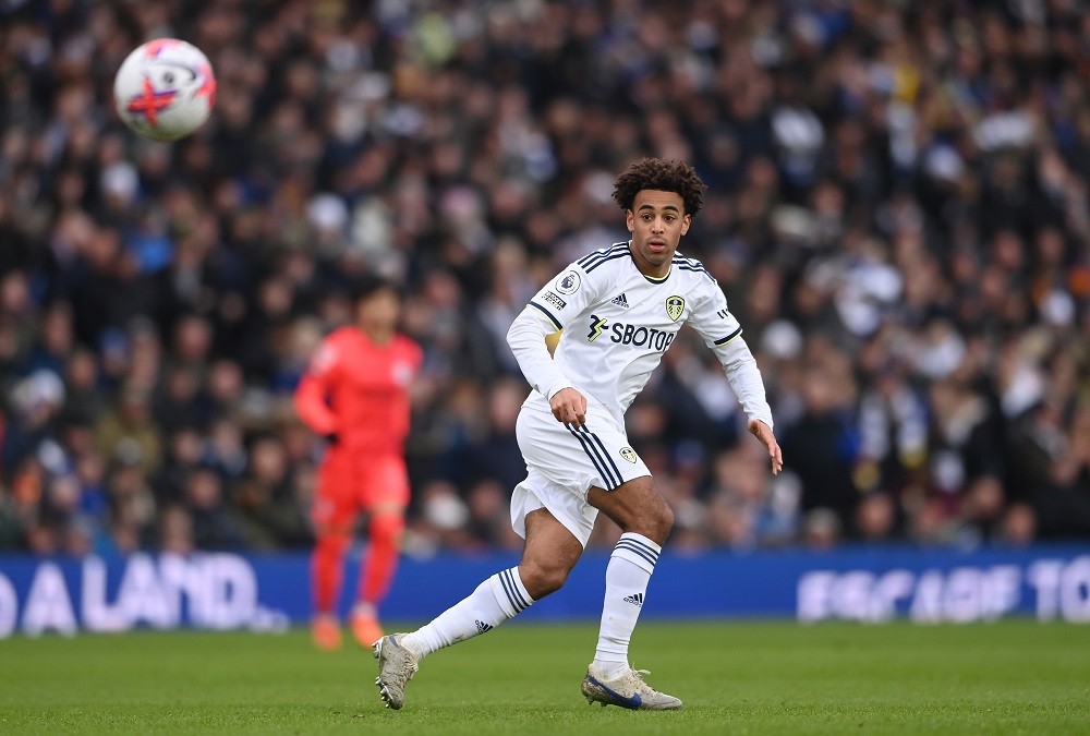 LEEDS, ENGLAND: Leeds player Tyler Adams in action during the Premier League match between Leeds United and Brighton & Hove Albion at Elland Road on March 11, 2023. (Photo by Stu Forster/Getty Images)