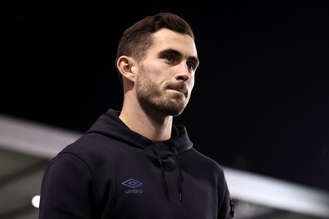LONDON, ENGLAND - NOVEMBER 24: Lewis Cook of AFC Bournemouth looks on prior to the Sky Bet Championship match between Millwall and AFC Bournemouth at The Den on November 24, 2021 in London, England. (Photo by Alex Pantling/Getty Images)