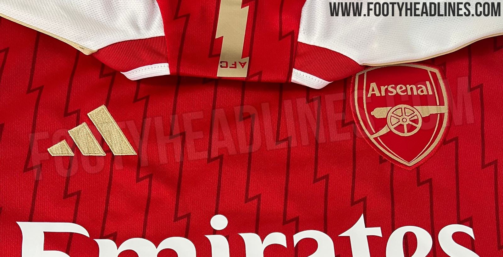 Leaked photo of the Arsenal 2023/24 Home Kit (Photo via Footy Headlines)