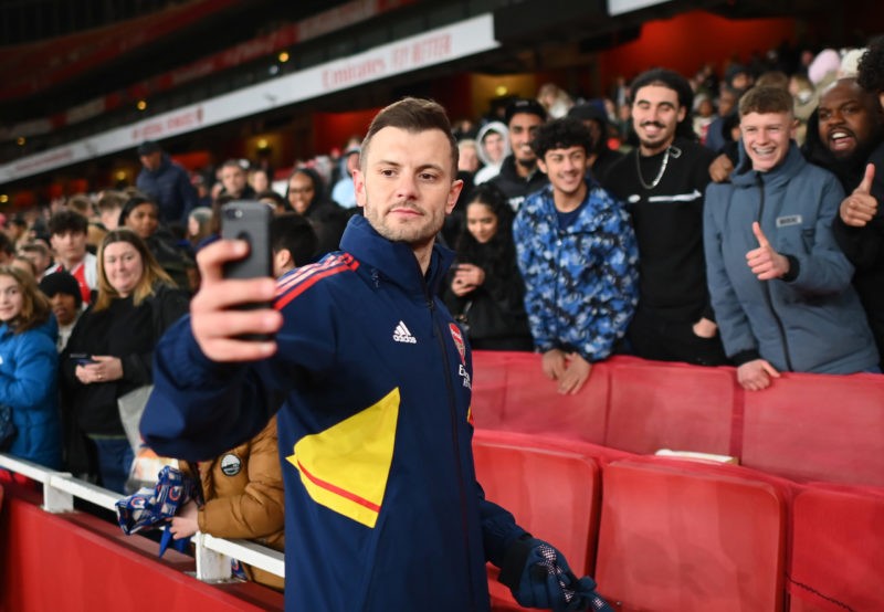 LONDON, ENGLAND - APRIL 04: Arsenal U18 Head Coach, Jack Wilshere during the FA Youth Cup Semi-Final match between Arsenal U18 and Manchester City U18 at Emirates Stadium on April 04, 2023 in London, England. (Photo by Alex Davidson/Getty Images)