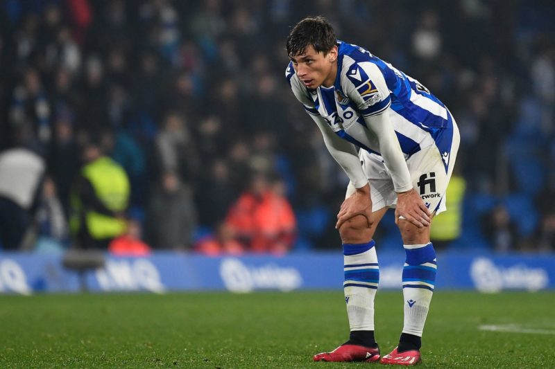 Real Sociedad's French defender Robin Le Normand reacts at the end of the Spanish League football match between Real Sociedad and Cadiz CF at the Reale Arena stadium in San Sebastian on March 3, 2023. (Photo by ANDER GILLENEA / AFP) (Photo by ANDER GILLENEA/AFP via Getty Images)
