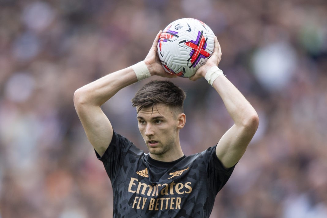 Arsenal transfers - LONDON, ENGLAND - APRIL 16: Kieran Tierney of Arsenal during the Premier League match between West Ham United and Arsenal FC at London Stadium on April 16, 2023 in London, England. (Photo by Justin Setterfield/Getty Images)