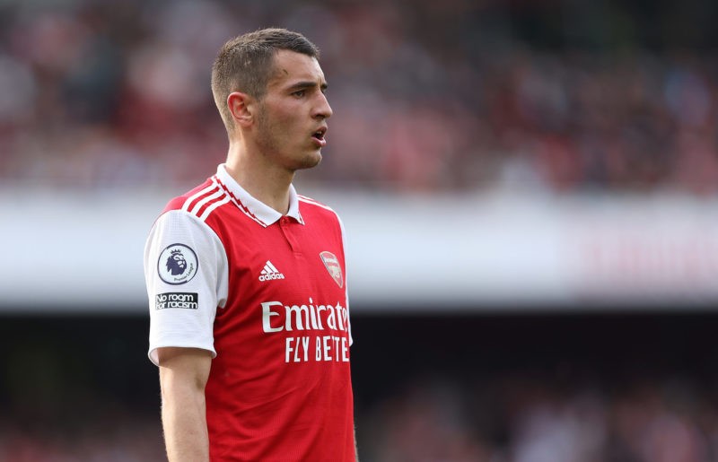 LONDON, ENGLAND - MAY 14: Jakub Kiwior of Arsenal during the Premier League match between Arsenal FC and Brighton & Hove Albion at Emirates Stadium on May 14, 2023 in London, England. (Photo by Julian Finney/Getty Images)