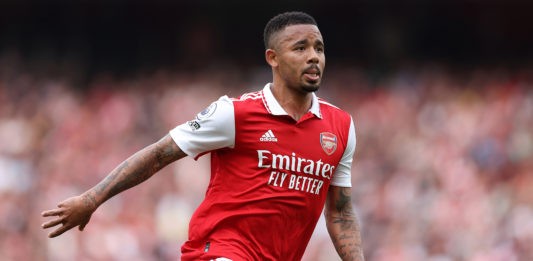 Arsenal unlikely to buy a striker this summer - LONDON, ENGLAND - MAY 14: Gabriel Jesus of Arsenal looks on during the Premier League match between Arsenal FC and Brighton & Hove Albion at Emirates Stadium on May 14, 2023 in London, England. (Photo by Julian Finney/Getty Images)