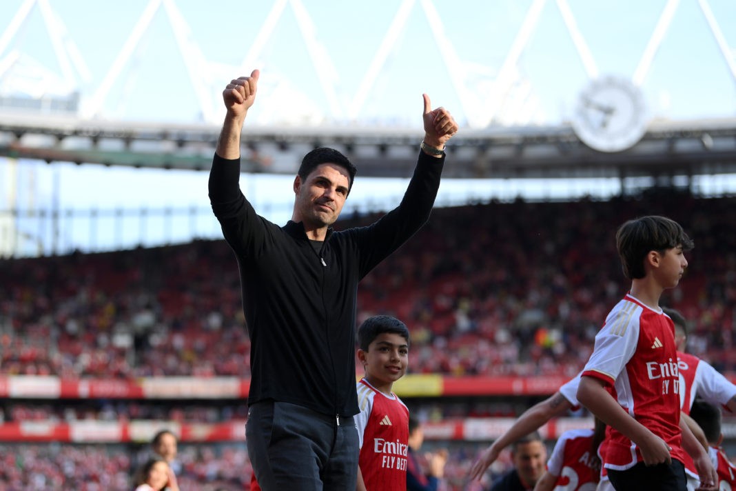 Arsenal news and gossip - LONDON, ENGLAND - MAY 28: Mikel Arteta, Manager of Arsenal, acknowledges fans after the Premier League match between Arsenal FC and Wolverhampton Wanderers at Emirates Stadium on May 28, 2023 in London, England. (Photo by Justin Setterfield/Getty Images)