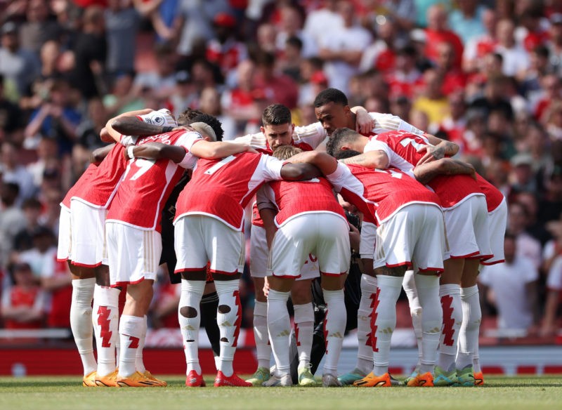 Arsenal news and gossip - LONDON, ENGLAND - MAY 28: Players of Arsenal huddle prior to the Premier League match between Arsenal FC and Wolverhampton Wanderers at Emirates Stadium on May 28, 2023 in London, England. (Photo by Catherine Ivill/Getty Images)