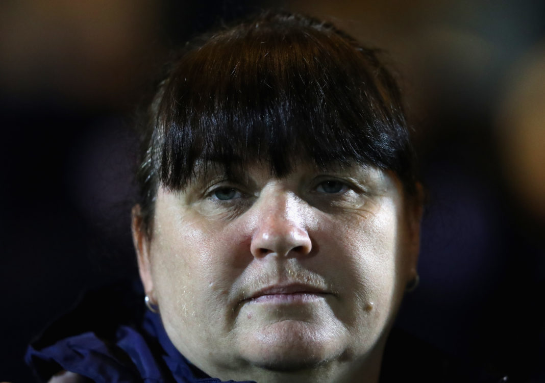 COLCHESTER, ENGLAND - NOVEMBER 28: Mo Marley, Interim England Head Coach looks on during the FIFA Women's World Cup Qualifier between England and Kazakhstan at Weston Homes Community Stadium on November 28, 2017 in Colchester, England. (Photo by Warren Little/Getty Images)