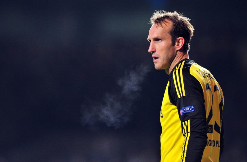 Chelsea's Australian goalkeeper Mark Schwarzer looks on during the UEFA Champions League group E football match between Chelsea and Steaua Bucharest at Stamford Bridge on December 11, 2013. (Photo credit GLYN KIRK/AFP via Getty Images)