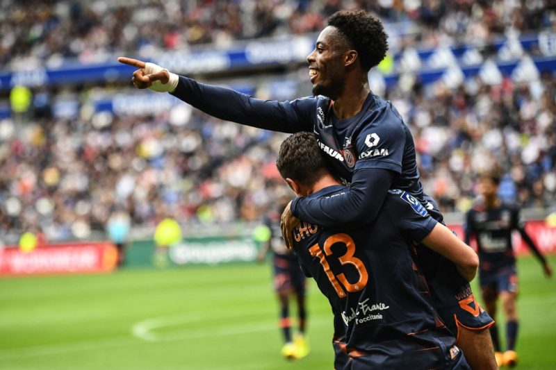 Arsenal transfers - Montpellier's French forward Elye Wahi celebrates scoring his team's first goal during the French L1 football match between Olympique Lyonnais (OL) and Montpellier Herault SC at The Groupama Stadium in Decines-Charpieu, central-eastern France on May 7, 2023. (Photo by OLIVIER CHASSIGNOLE/AFP via Getty Images)