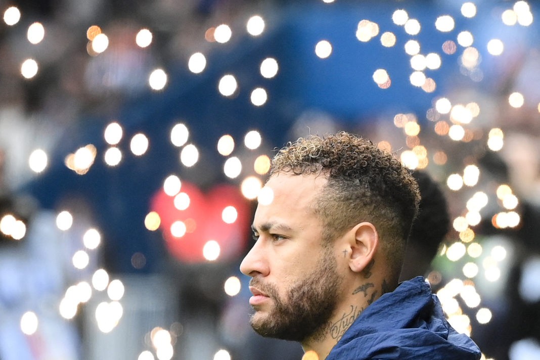 Could Arsenal really be interested in Neymar transfer? Paris Saint-Germain's Brazilian forward Neymar looks on prior to the French L1 football match between Paris Saint-Germain (PSG) and Lille LOSC at The Parc des Princes Stadium in Paris on February 19, 2023. (Photo by FRANCK FIFE / AFP) (Photo by FRANCK FIFE/AFP via Getty Images)