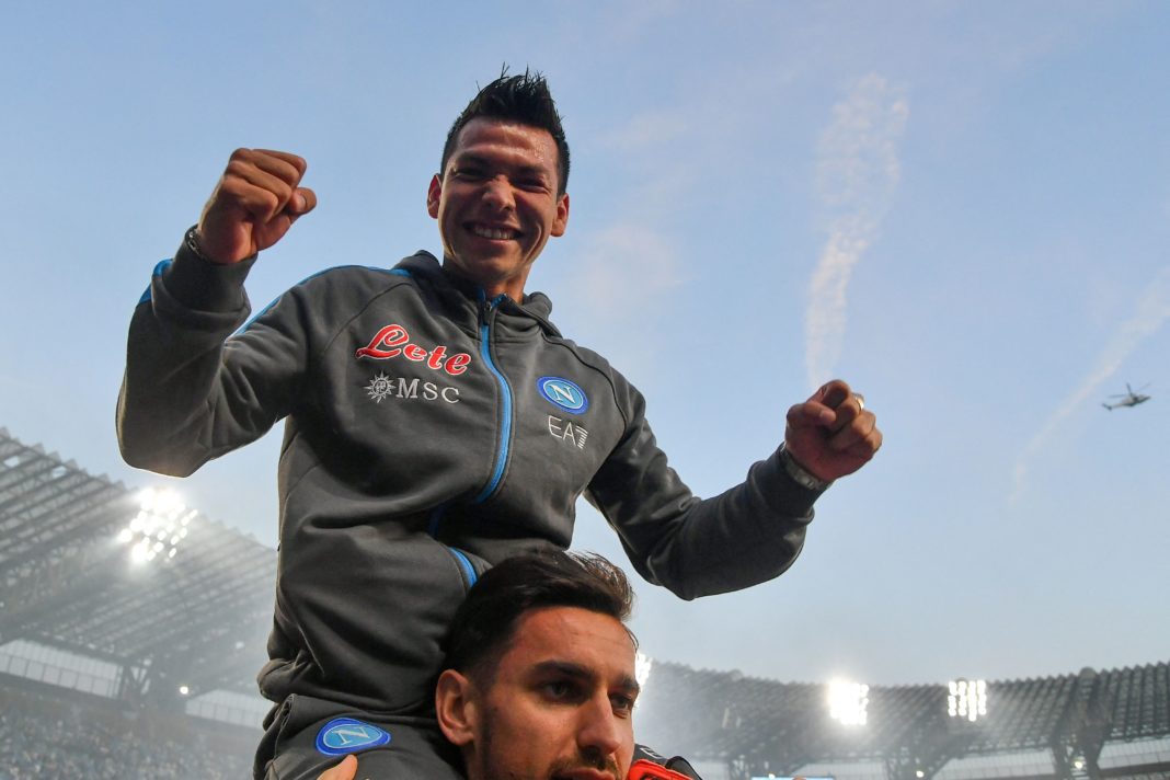 Arsenal transfers - Napoli's Mexican forward Hirving Lozano celebrates at the end of the Italian Serie A football match between SSC Napoli and Fiorentina on May 7, 2023 at the Diego-Maradona stadium in Naples. - Napoli made their first appearance in front of their home fans on May 7 since becoming Italian champions for the first time since 1990 when they host Fiorentina. (Photo by Tiziana FABI / AFP) (Photo by TIZIANA FABI/AFP via Getty Images)