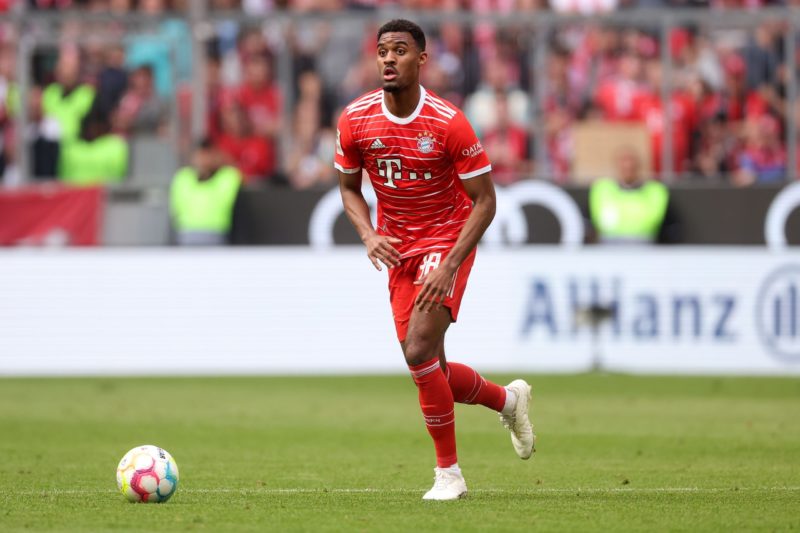 MUNICH, GERMANY - APRIL 30: Ryan Gravenberch of FC Bayern München reacts during the Bundesliga match between FC Bayern München and Hertha BSC at Allianz Arena on April 30, 2023 in Munich, Germany. (Photo by Alexander Hassenstein/Getty Images)