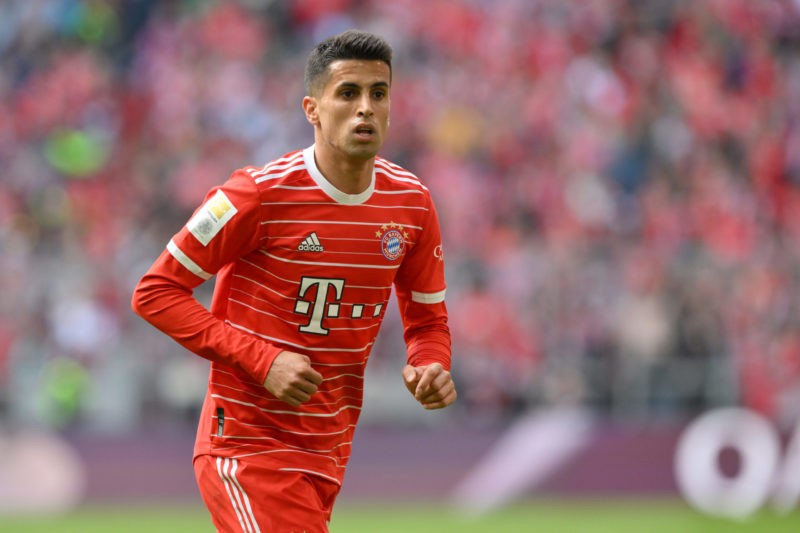 MUNICH, GERMANY - APRIL 30: Joao Cancelo of FC Bayern München looks on during the Bundesliga match between FC Bayern München and Hertha BSC at Allianz Arena on April 30, 2023 in Munich, Germany. (Photo by Sebastian Widmann/Getty Images)