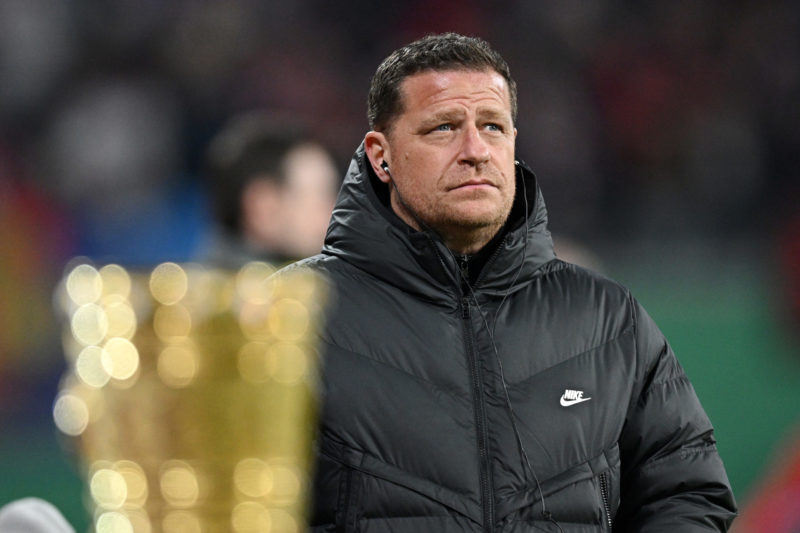 Arsenal transfers - LEIPZIG, GERMANY - APRIL 05: Max Eberl, Sporting Director of RB Leipzig looks on from behind the DFB-Pokal trophy prior to the DFB Cup quarterfinal match between RB Leipzig and Borussia Dortmund at Red Bull Arena on April 05, 2023 in Leipzig, Germany. (Photo by Stuart Franklin/Getty Images)