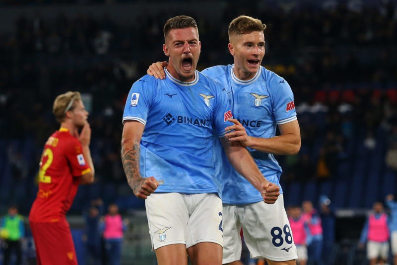 Arsenal transfers - ROME, ITALY - MAY 12: Sergej Milinkovic-Savic of Lazio celebrates scoring his teams second goal of the game during the Serie A match between SS Lazio and US Lecce at Stadio Olimpico on May 12, 2023 in Rome, Italy. (Photo by Paolo Bruno/Getty Images)