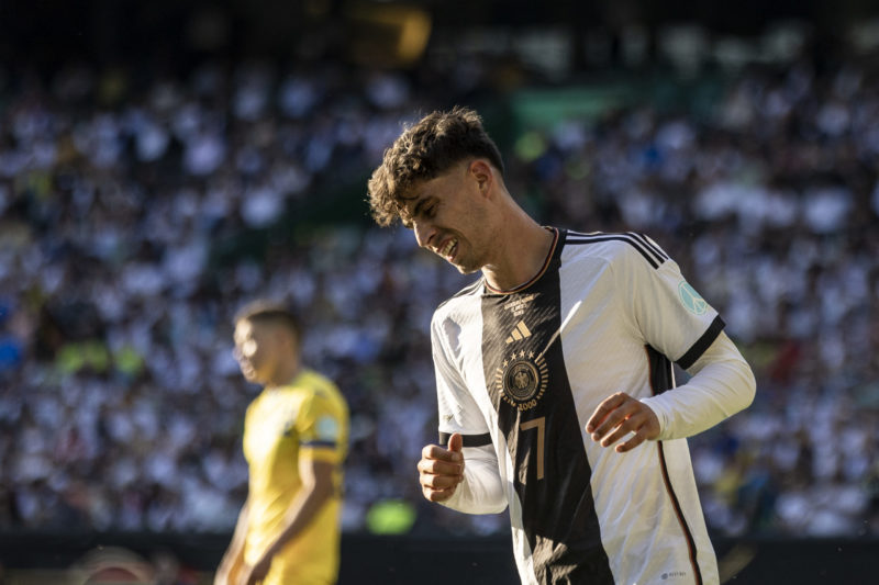 BREMEN, GERMANY - JUNE 12: Kai Havertz of Germany reacts during the international friendly between Germany and Ukraine at Wohninvest Weserstadion on June 12, 2023 in Bremen, Germany. (Photo by Maja Hitij/Getty Images)