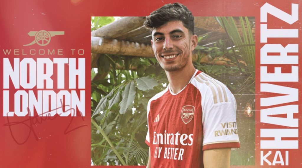 Kai Havertz after signing for Arsenal (Photo via Arsenal)