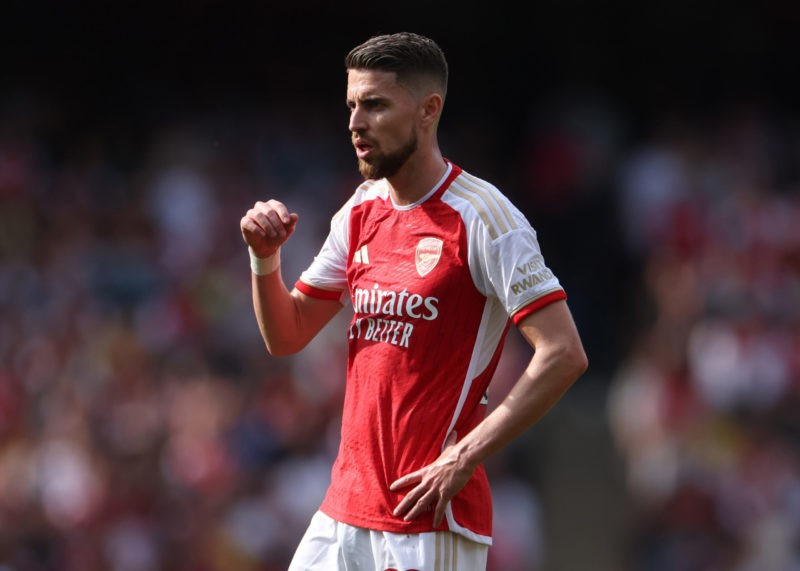 LONDON, ENGLAND - MAY 28: Jorginho of Arsenal during the Premier League match between Arsenal FC and Wolverhampton Wanderers at Emirates Stadium on May 28, 2023 in London, England. (Photo by Catherine Ivill/Getty Images)