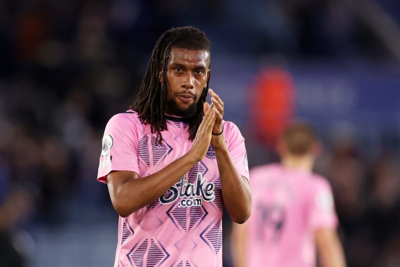 Alex Iwobi Everton Player of the Season - LEICESTER, ENGLAND - MAY 01: Alex Iwobi of Everton applauds the fans after the final whistle of the Premier League match between Leicester City and Everton FC at The King Power Stadium on May 01, 2023 in Leicester, England. (Photo by Catherine Ivill/Getty Images)