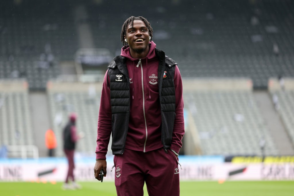 NEWCASTLE UPON TYNE, ENGLAND - APRIL 30: Romeo Lavia of Southampton inspects the pitch prior to the Premier League match between Newcastle United and Southampton FC at St. James Park on April 30, 2023 in Newcastle upon Tyne, England. (Photo by Matt McNulty/Getty Images)