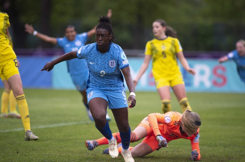 TARTU, ESTONIA - MAY 17: Michelle Agyemang of England during the UEFA Women's European Under-17 Championship 2022/23 Group B match between Sweden and England at Tamme Staadion on May 17, 2023 in Tartu, Estonia. (Photo by Marko Mumm/Getty Images)